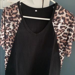 CHEETAH PRINT TOP - black